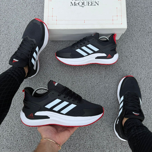 Adidas Run Falcon (Negro-Blanco-Detalles rosas)